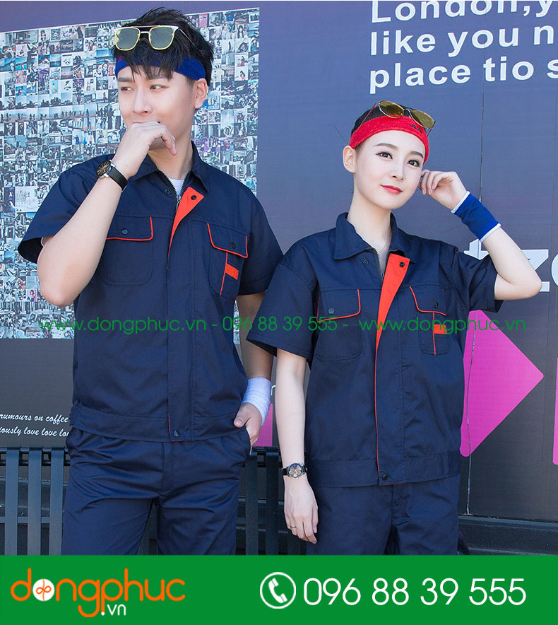 Mẫu bảo hộ màu tím than phối cam cộc tay